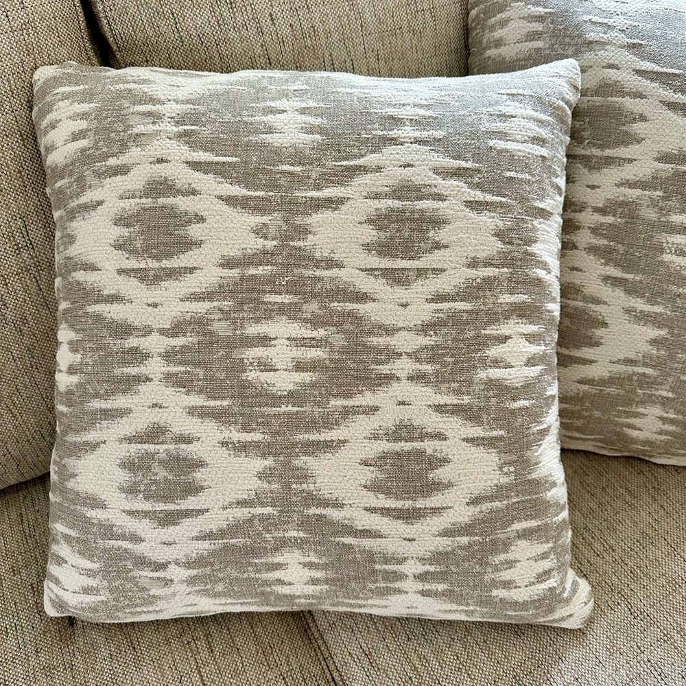 Two Accent Pillows 20x20 in Greige & Cream (4 available)